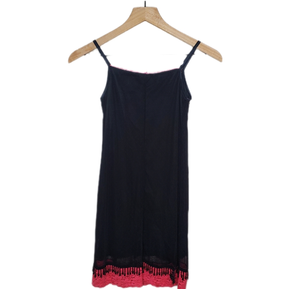 Y2K LIMITED TOO Girls SZ 8 Pink and Black Lace Beaded Dress 2000s Slip Dress
